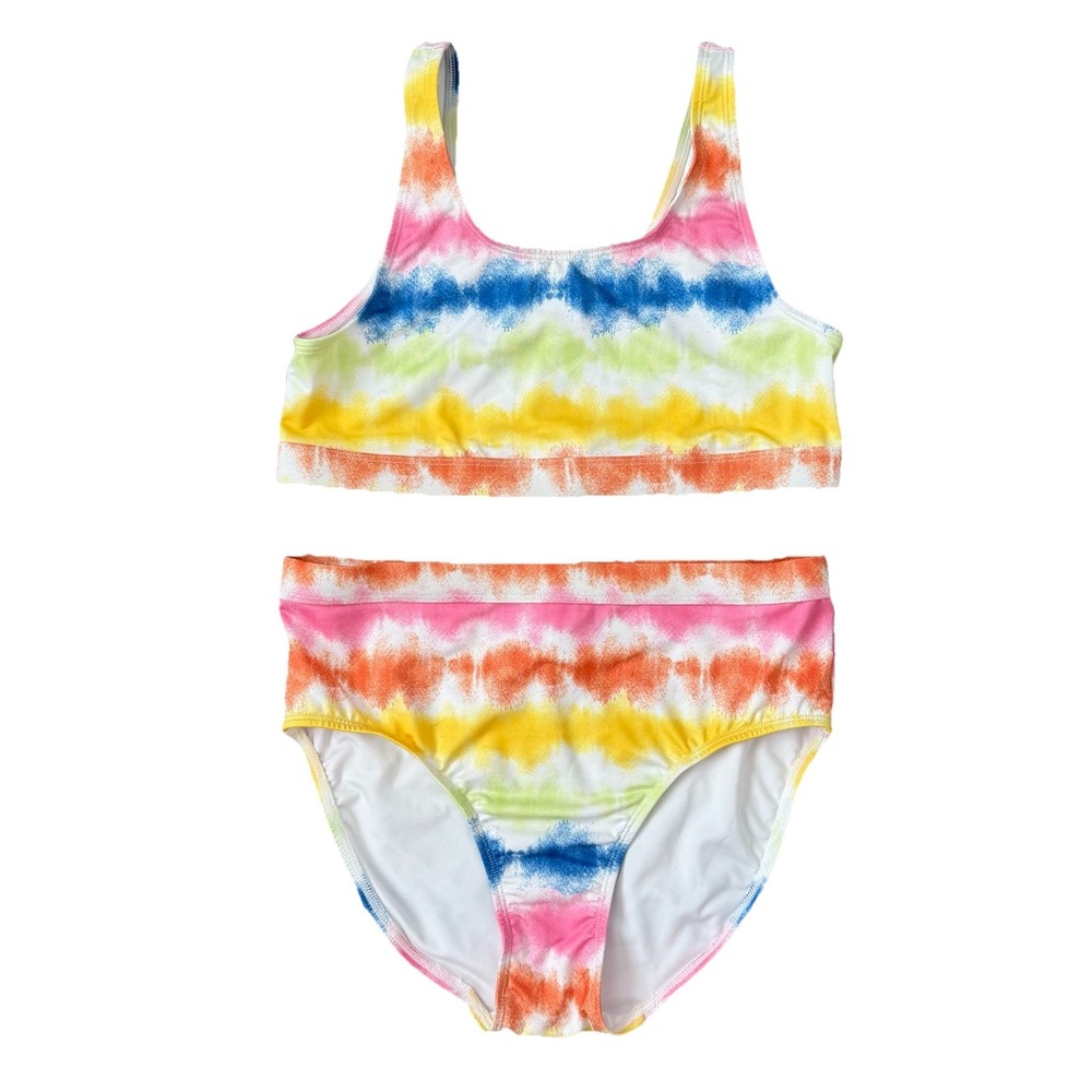 Girls Tie Dye Two Piece Swimsuit Size 16 Vacation Beach Colorful Resort Cruise